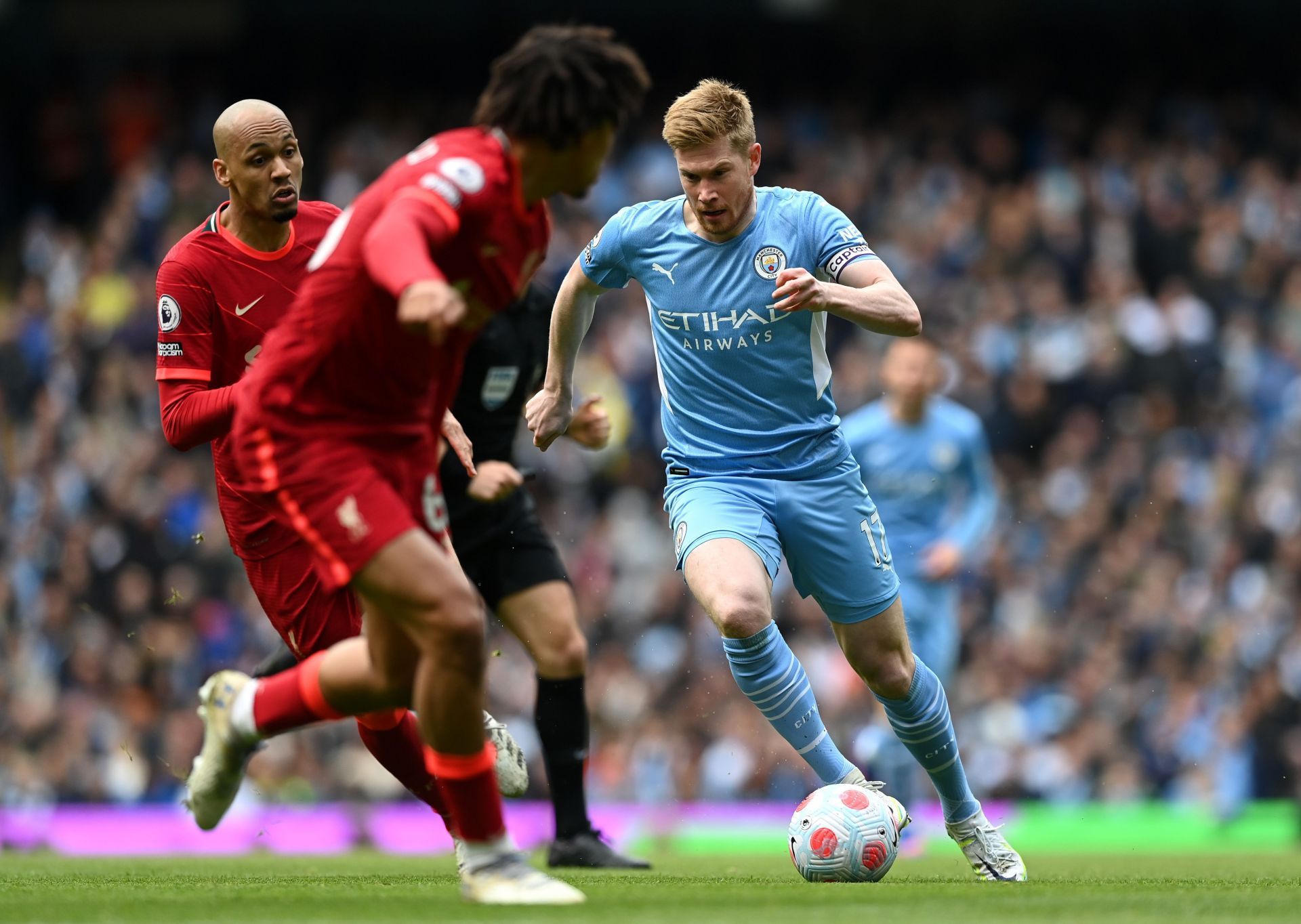 Kevin de Bruyne in action against Liverpool.