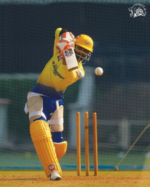 Ravindra Jadeja bats in the nets (Credit: Instagram/CSK)