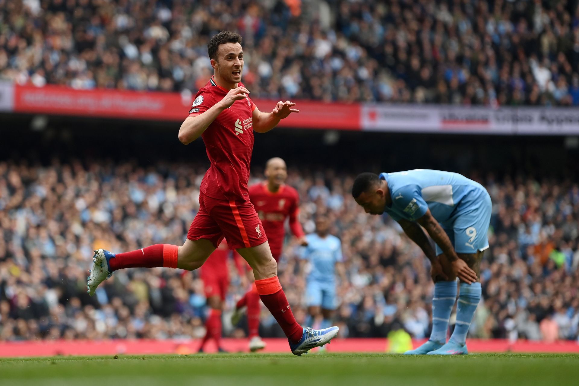 Diogo Jota in action against Manchester City