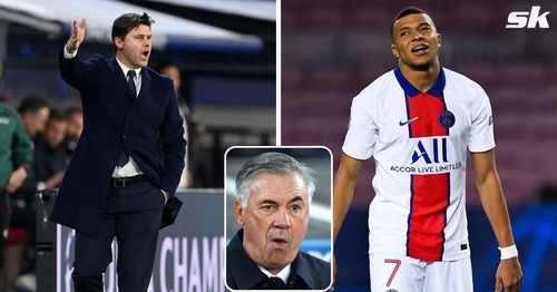 Carlo Ancelotti delivers a cheeky response to Mauricio Pochettino's claim on Kylian Mbappe's future