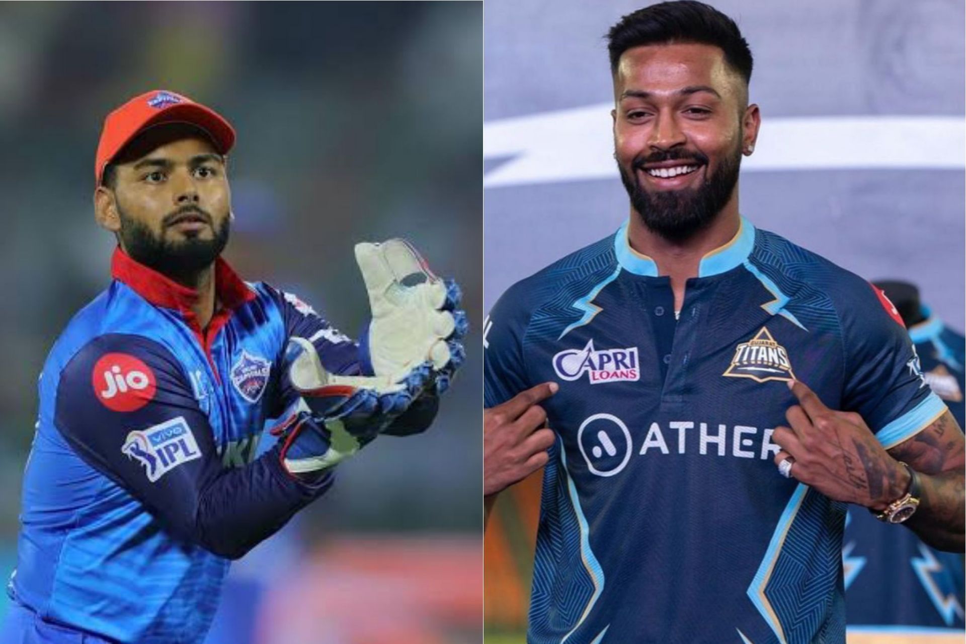 Rishabh Pant (L) and Hardik Pandya (R) will skipper their respective sides in the GT vs DC clash