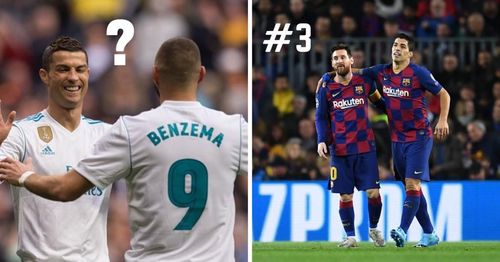 Cristiano Ronaldo-Karim Benzema (left) and Lionel Messi-Luis Suarez.