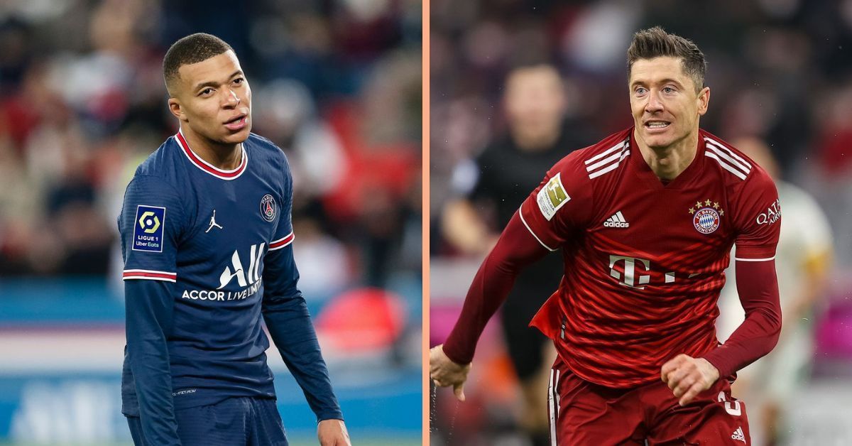 Paris Saint-Germain&#039;s Kylian Mbappe and Bayern Munich&#039;s Robert Lewandowski