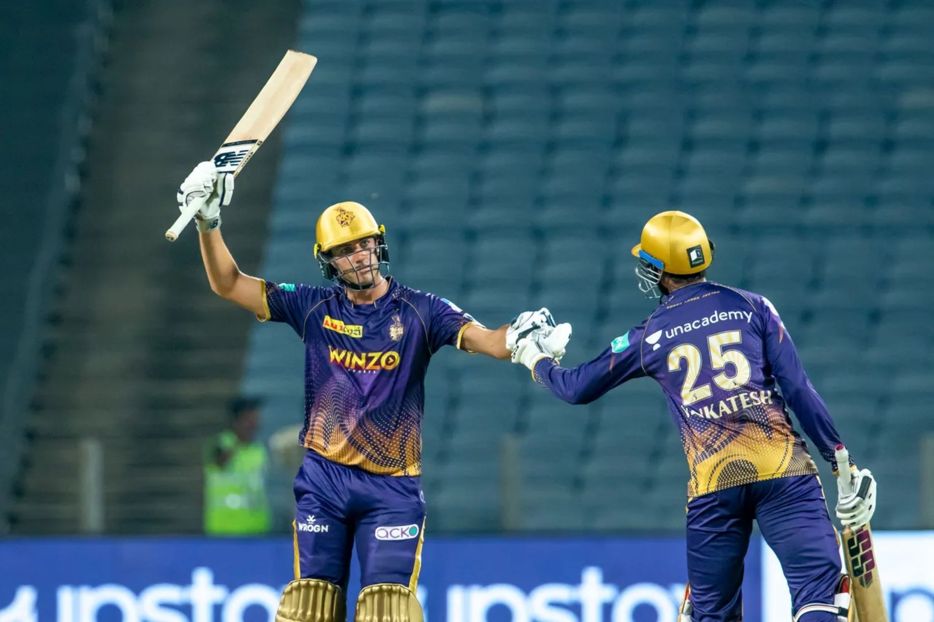 Pat Cummins (left) and Venkatesh Iyer. Pic: IPLT20.COM