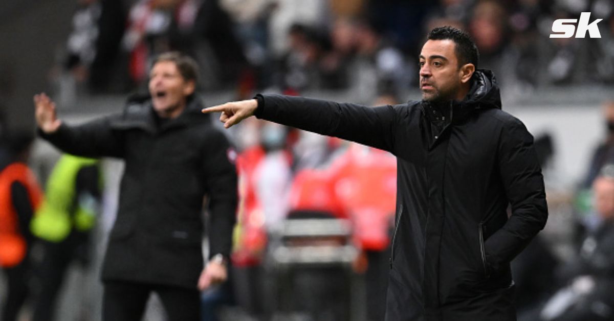 Barcelona manager Xavi Hernandez (right)