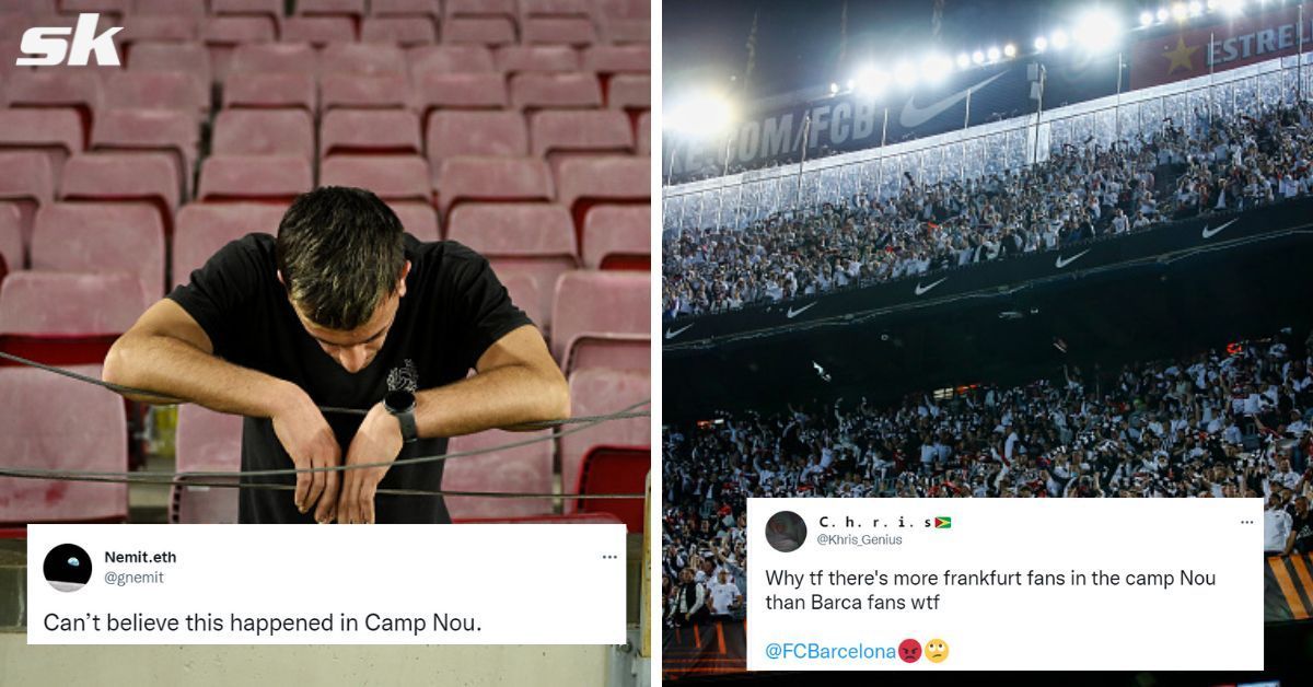 Barcelona fans were in shock as the Camp Nou was taken over by Frankfurt fans