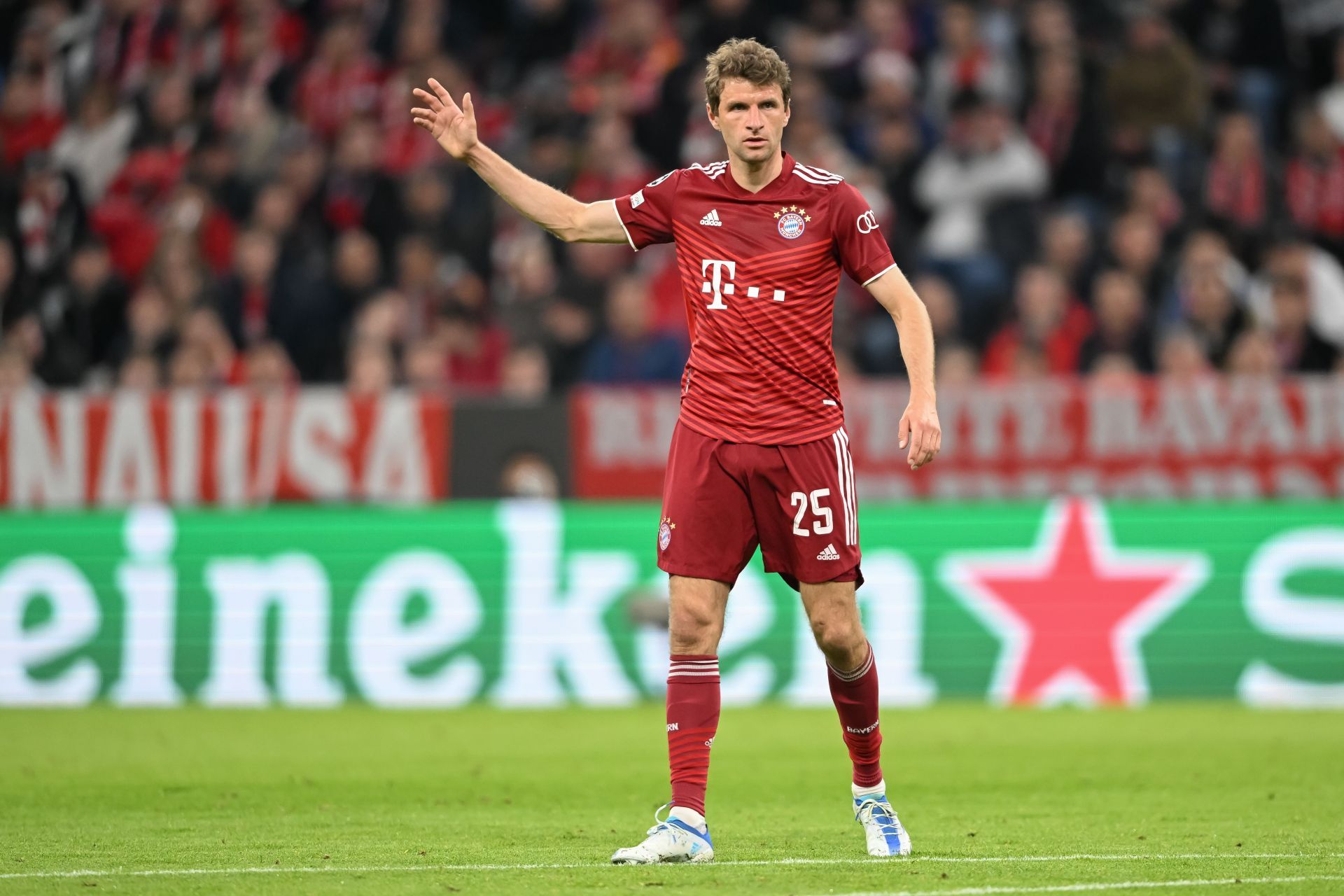 Thomas Muller in action for Bayern Munich in the UCL