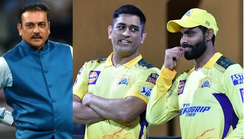 Ravi Shastri (L) says CSK captain Ravindra Jadeja is under pressure 