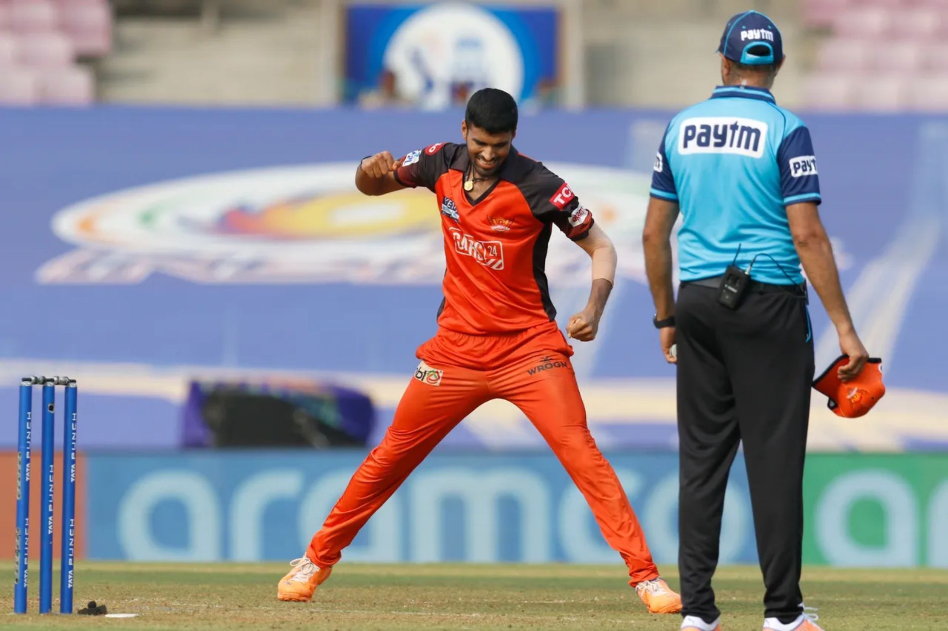 Washington Sundar is ecstatic after claiming a wicket. Pic: IPLT20.COM