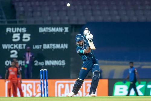 Hardik Pandya batting against SRH. Pic: IPLT20.COM