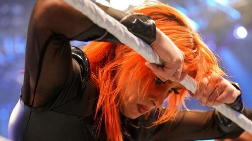 Becky Lynch during her RAW Women's title match at WrestleMania 38