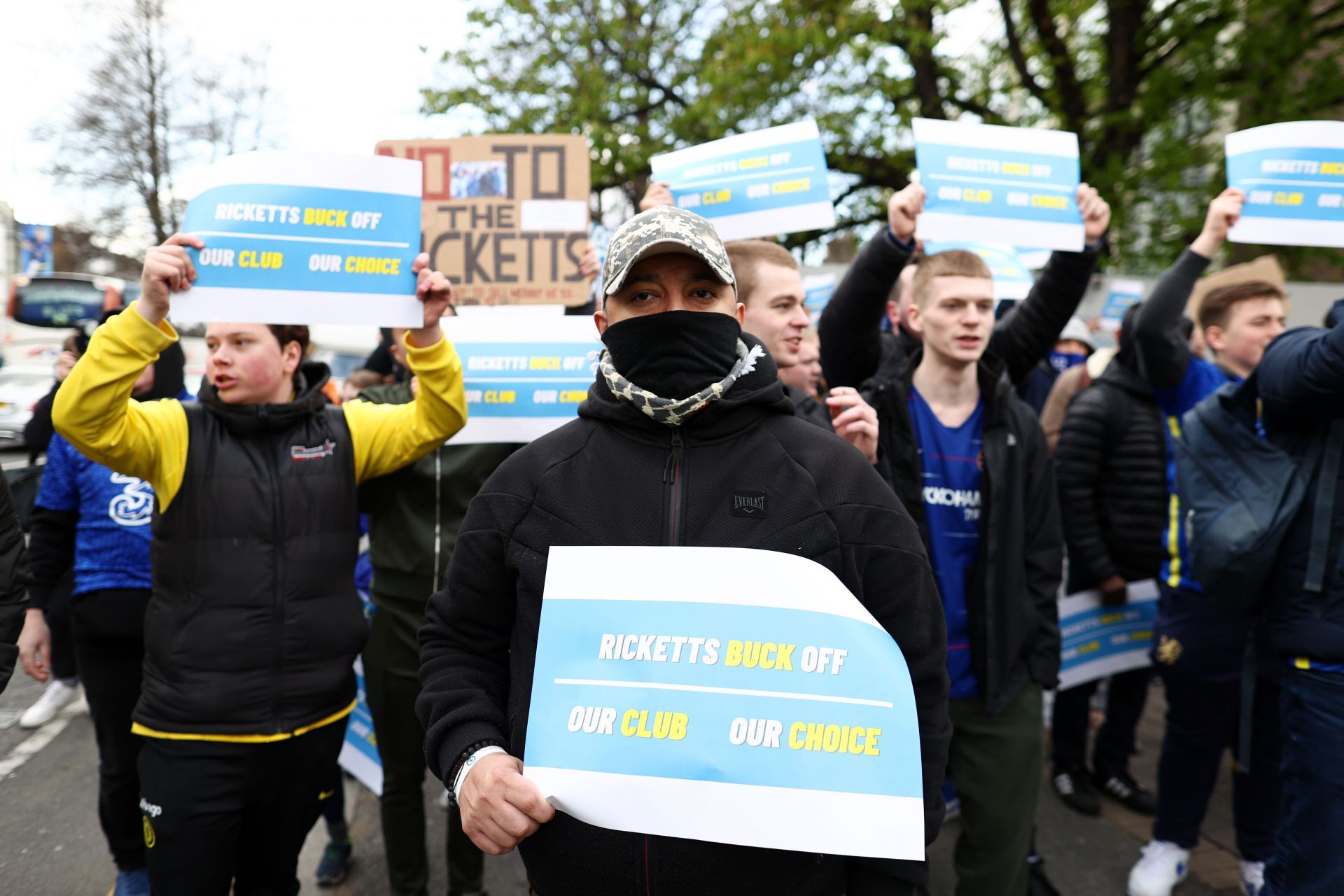 Blues fans protest ahead of game against Brentford - Premier League