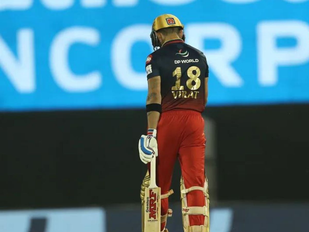 A dejected Virat Kohli walks back after dismissed for a golden duck against SRH