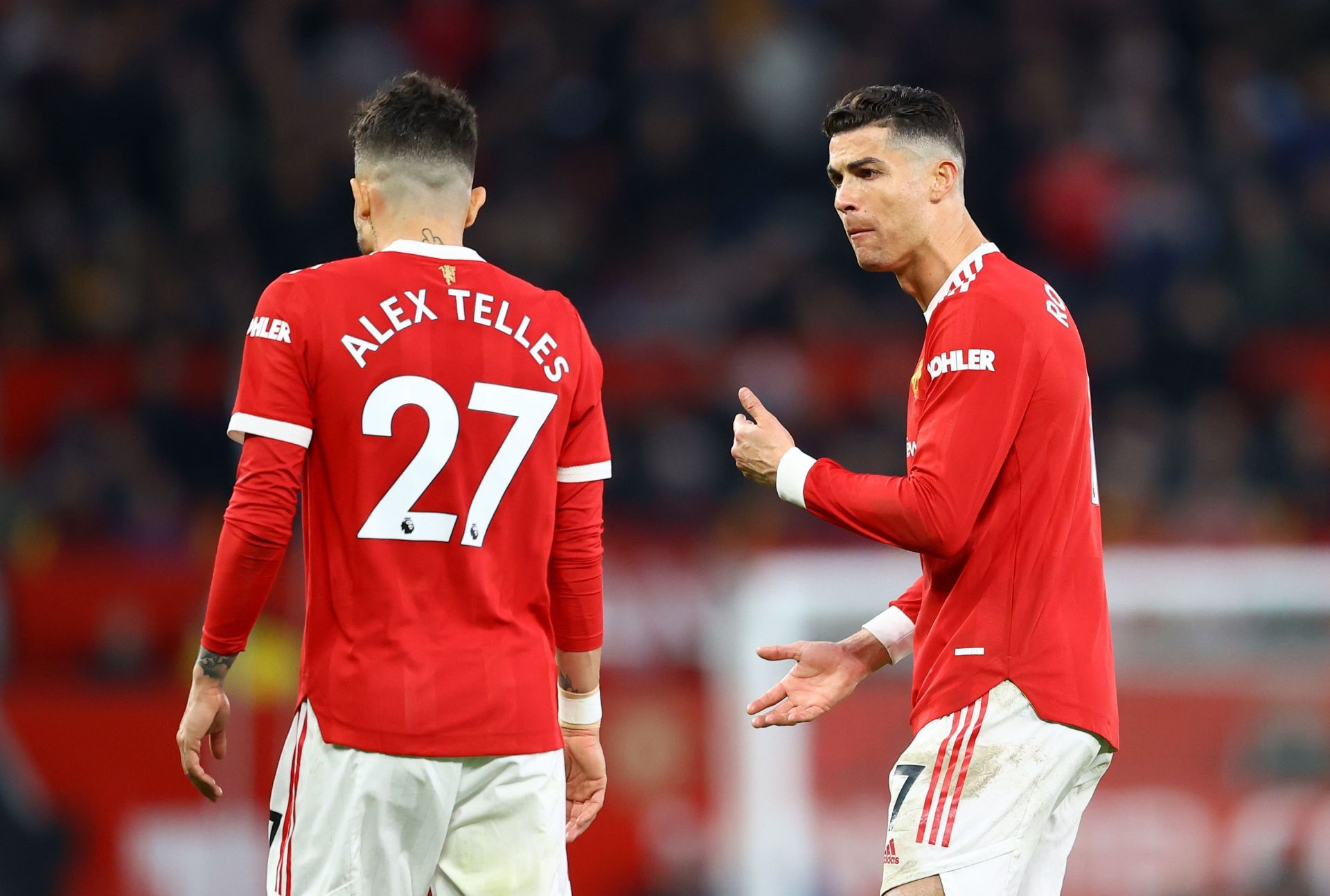 Cristiano Ronaldo and Alex Telles against Chelsea.