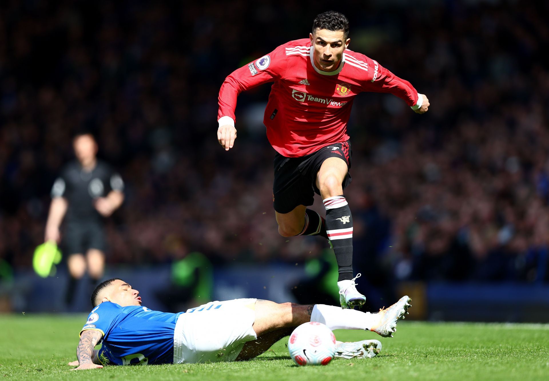 Cristiano Ronaldo in action against Everton.