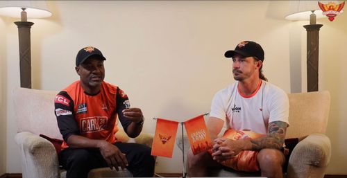 Brian Lara and Dale Steyn (Credit: SRH/Twitter)