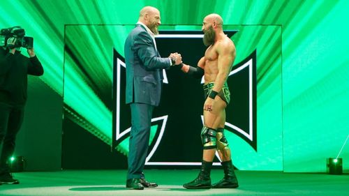 Tommaso Ciampa and Triple H embraced at NXT Stand & Deliver