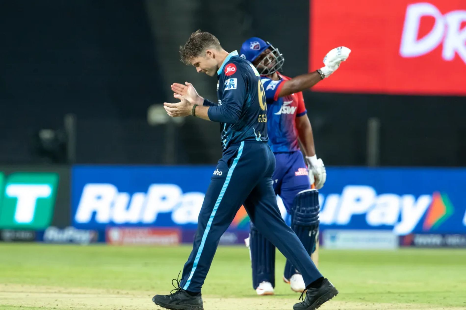 Lockie Ferguson celebrates the wicket of Rishabh Pant. Pic: IPLT20.COM