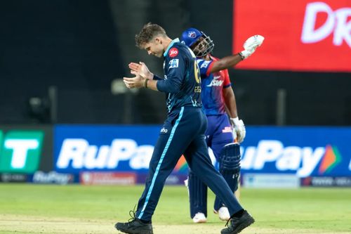 Lockie Ferguson celebrates the wicket of Rishabh Pant. Pic: IPLT20.COM