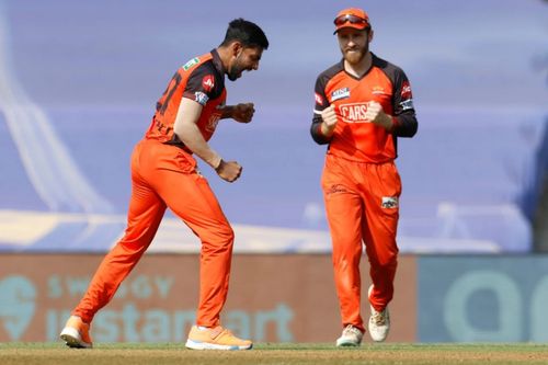 Jagadeesha Suchith (left) celebrates a wicket. Pic: IPLT20.COM