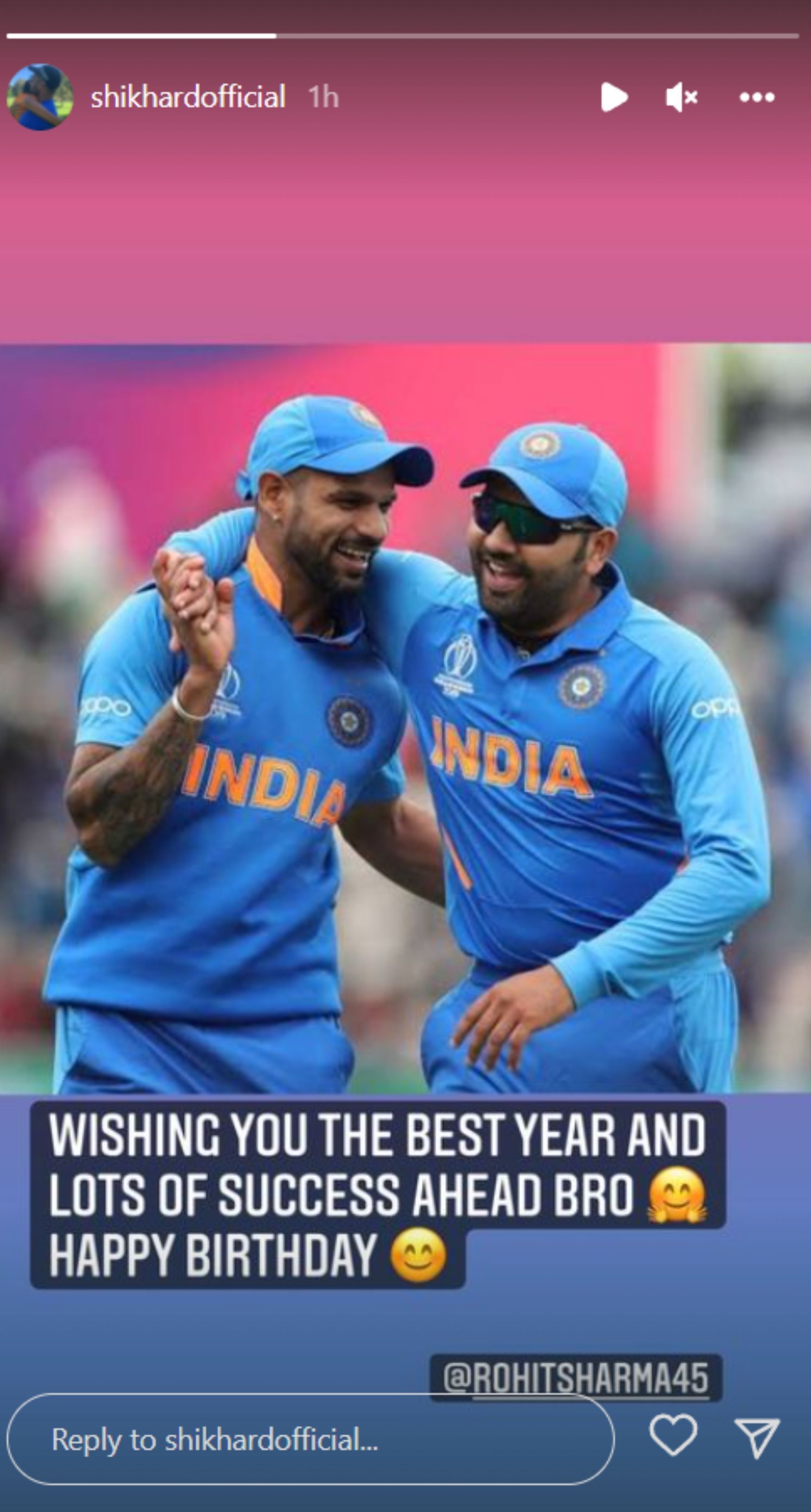 Shikhar Dhawan wished via Instagram