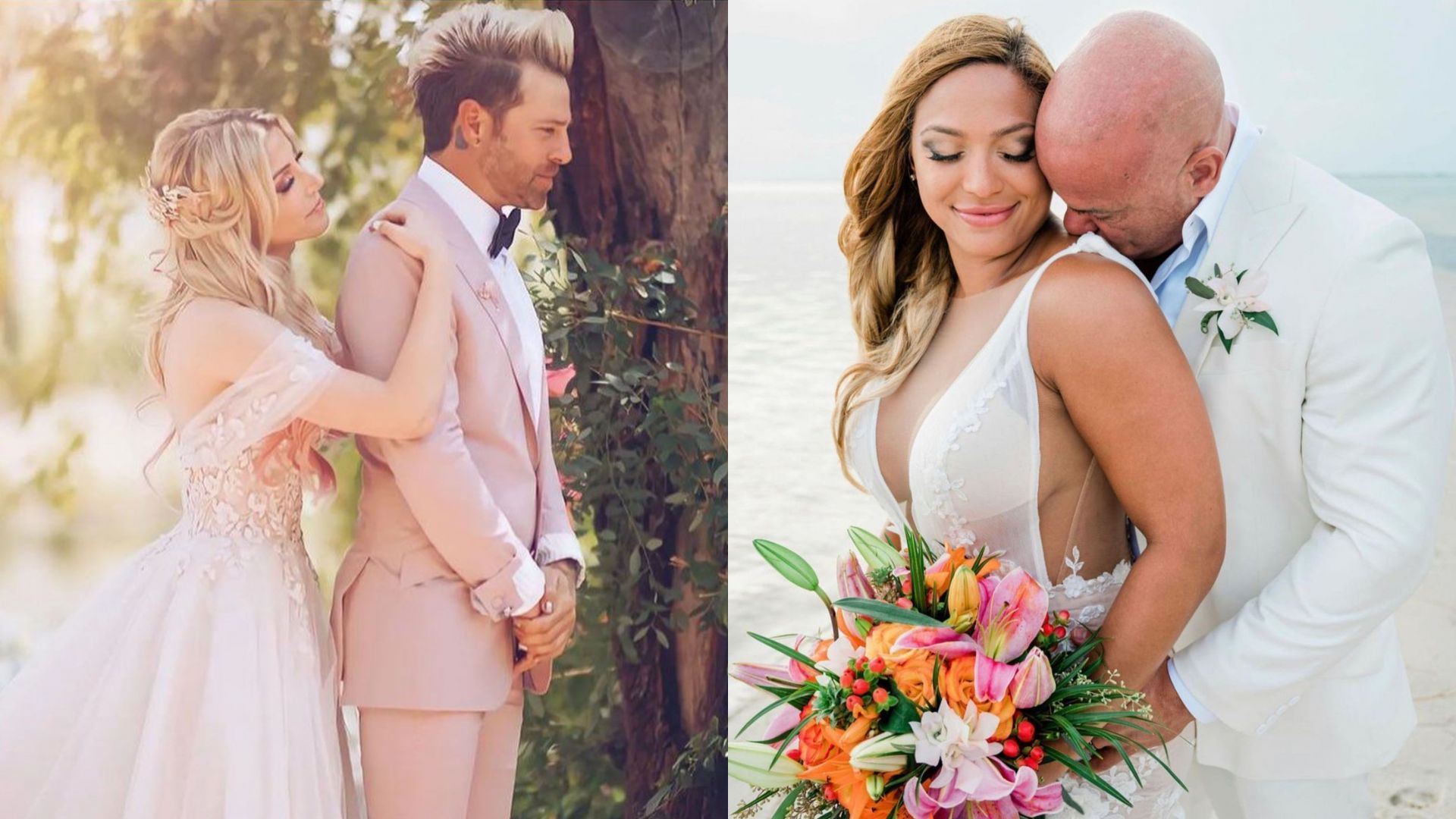 Alexa Bliss with her husband (left) and Elektra Lopez with her husband (right)