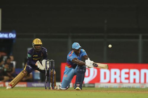 Rovman Powell during his knock against KKR. Pic: IPLT20.COM