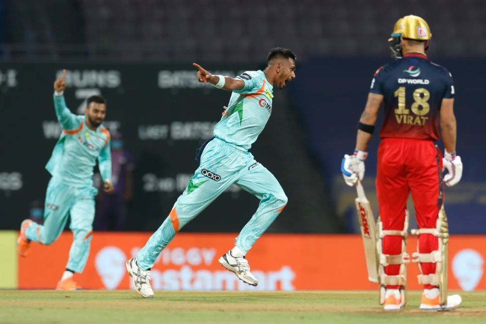 Dushmantha Chameera dismissed Virat Kohli for a golden duck [P/C: iplt20.com]