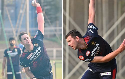 Jason Behrendorff (L) and Josh Hazlewood. (Images: Twitter)