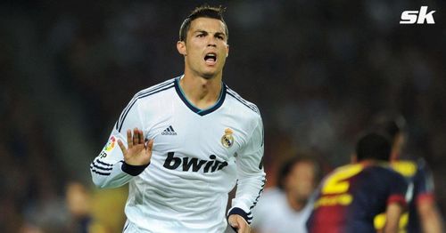 Cristiano dishing out his famous "Calma" celebration in 2012