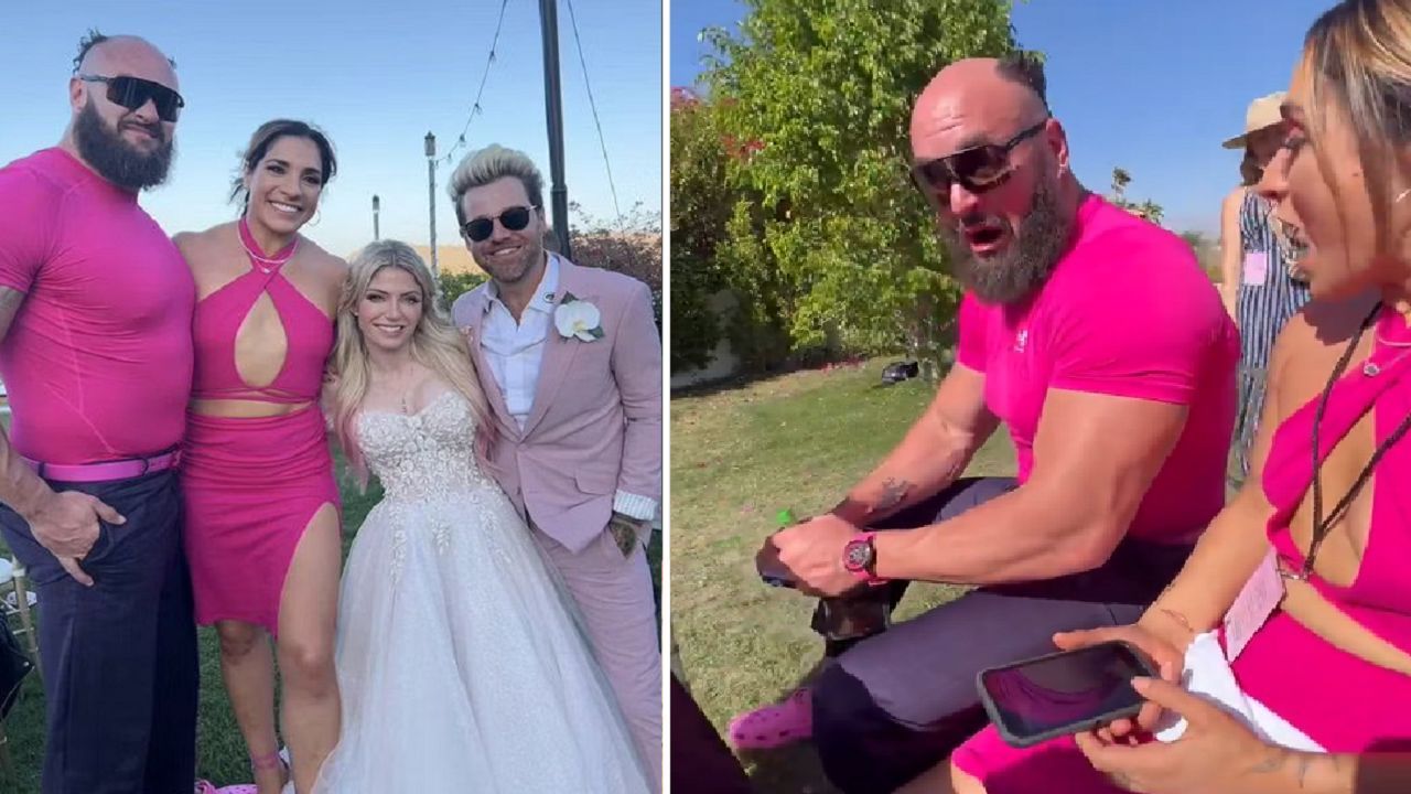 Braun Strowman and Raquel Rodriguez at Alexa Bliss&#039; wedding