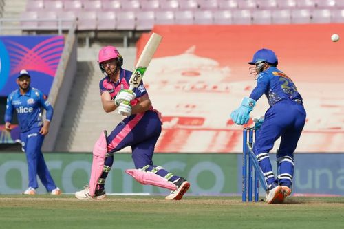 Jos Buttler during his hundred against Mumbai. Pic: IPLT20.COM