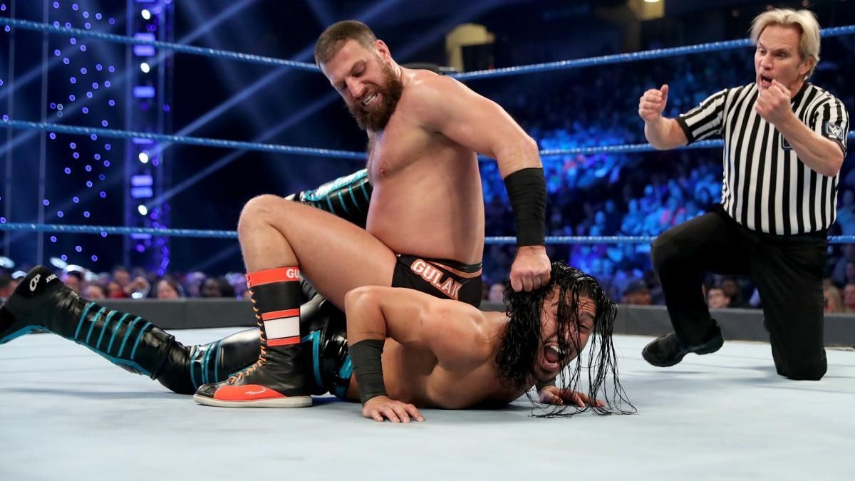 Drew Gulak performing on SmackDown