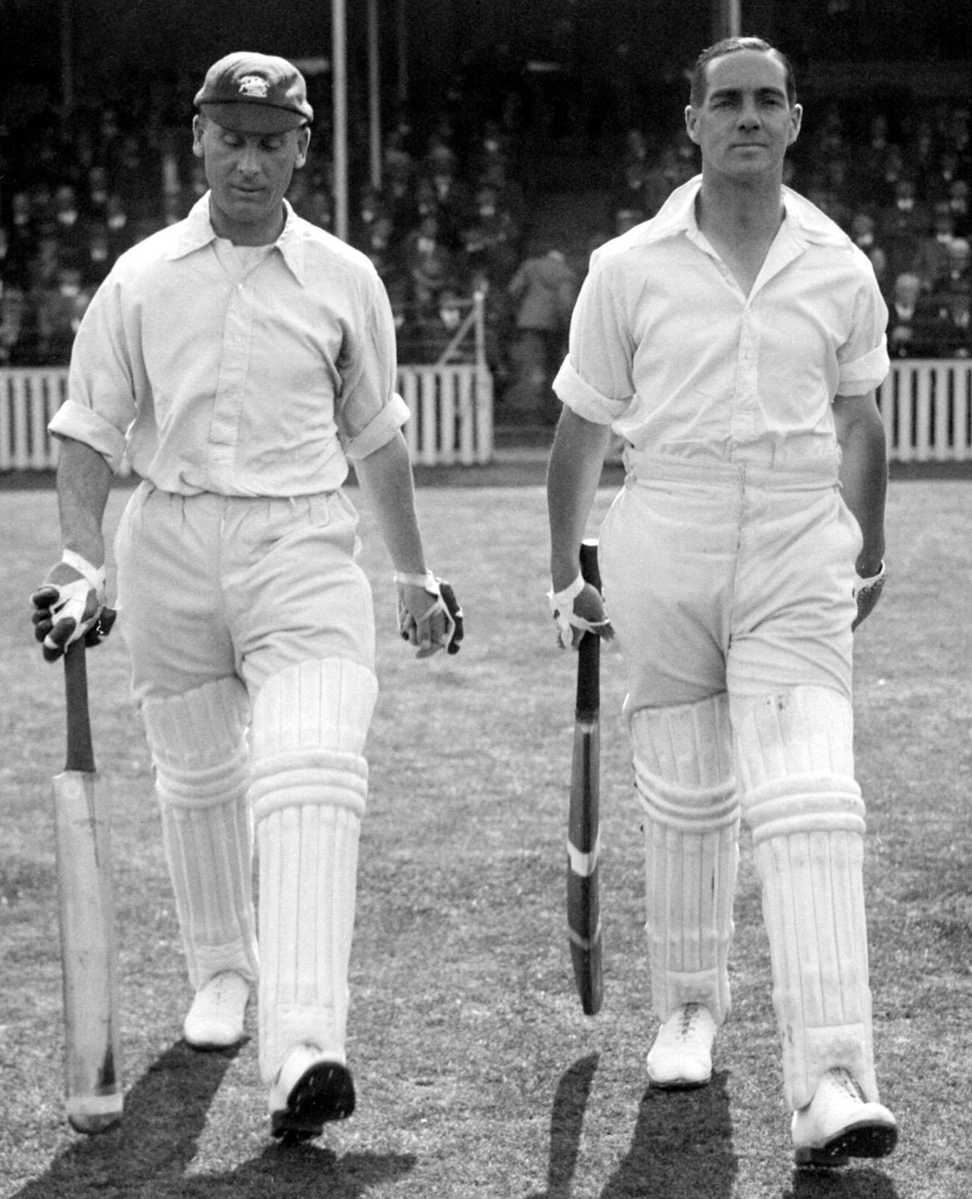 The famous opening pair of Jack Hobbs (left) and Herbert Sutcliffe recorded 15 century partnerships in Test matches.