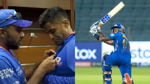 Suryakumar Yadav (R) played a fantastic knock of 52(36) on his comeback against KKR (P.C: MI YouTube and iplt20.com)