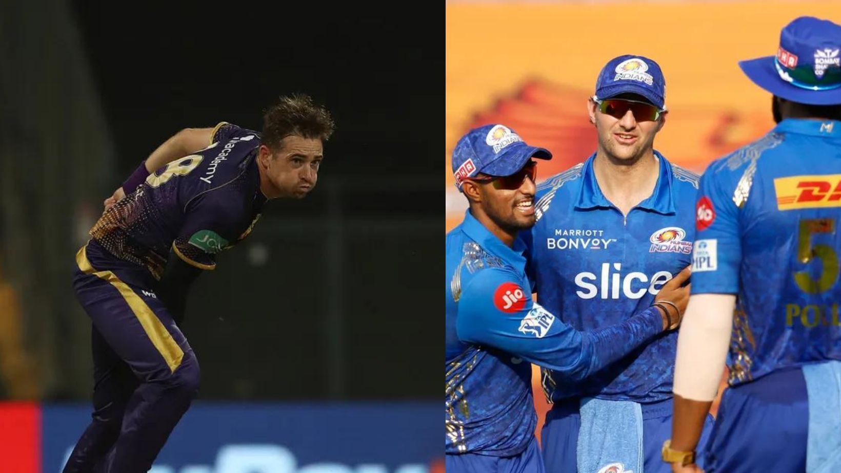 Tim Southee (L) and Tim David (R).