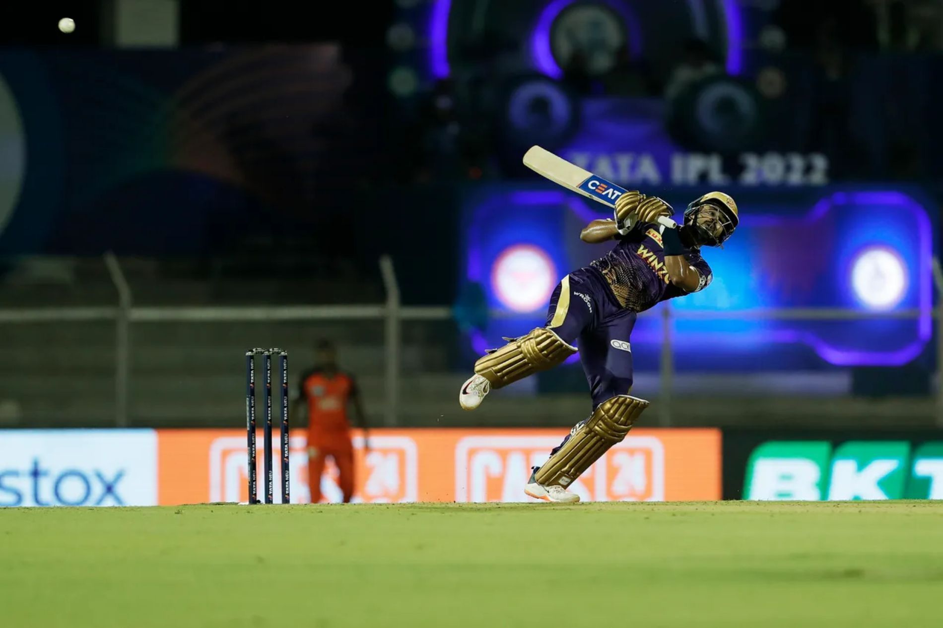 Kolkata Knight Riders (KKR) skipper Shreyas Iyer batting against SRH. Pic: IPLT20.COM