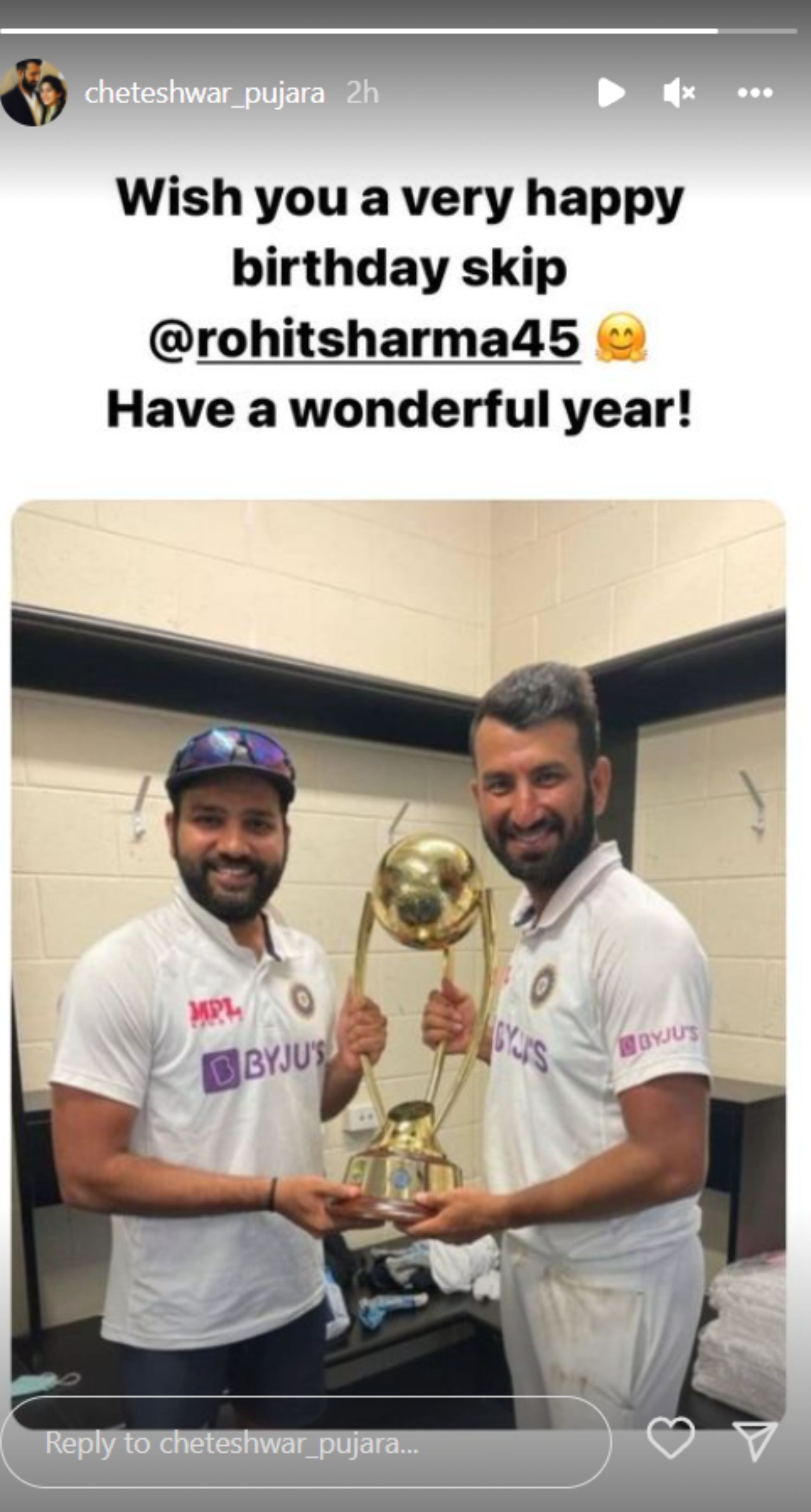 Cheteshwar Pujara wished via Instagram