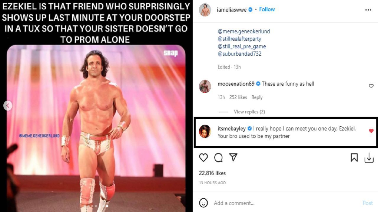 Bayley's comment on the latest post shared by Elias' younger brother