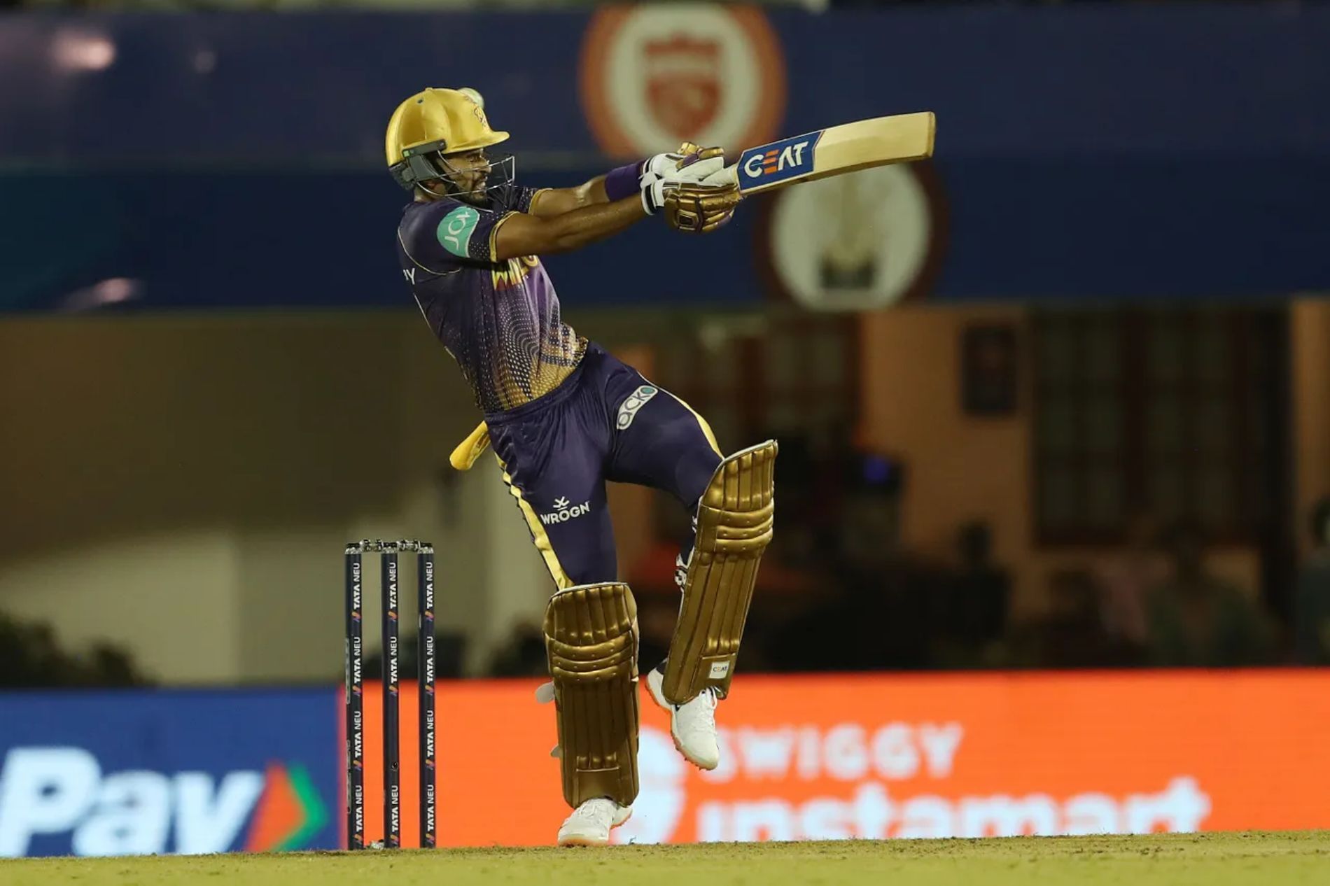 KKR skipper Shreyas Iyer batting against RR. Pic: IPLT20.COM