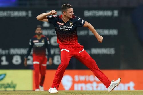 Josh Hazlewood celebrates one of his four wickets. Pic: IPLT20.COM