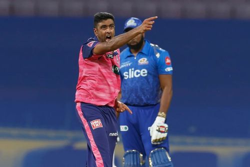 Ravichandran Ashwin took the key wicket of Tilak Verma in today's IPL match (Image Courtesy: IPLT20.com).