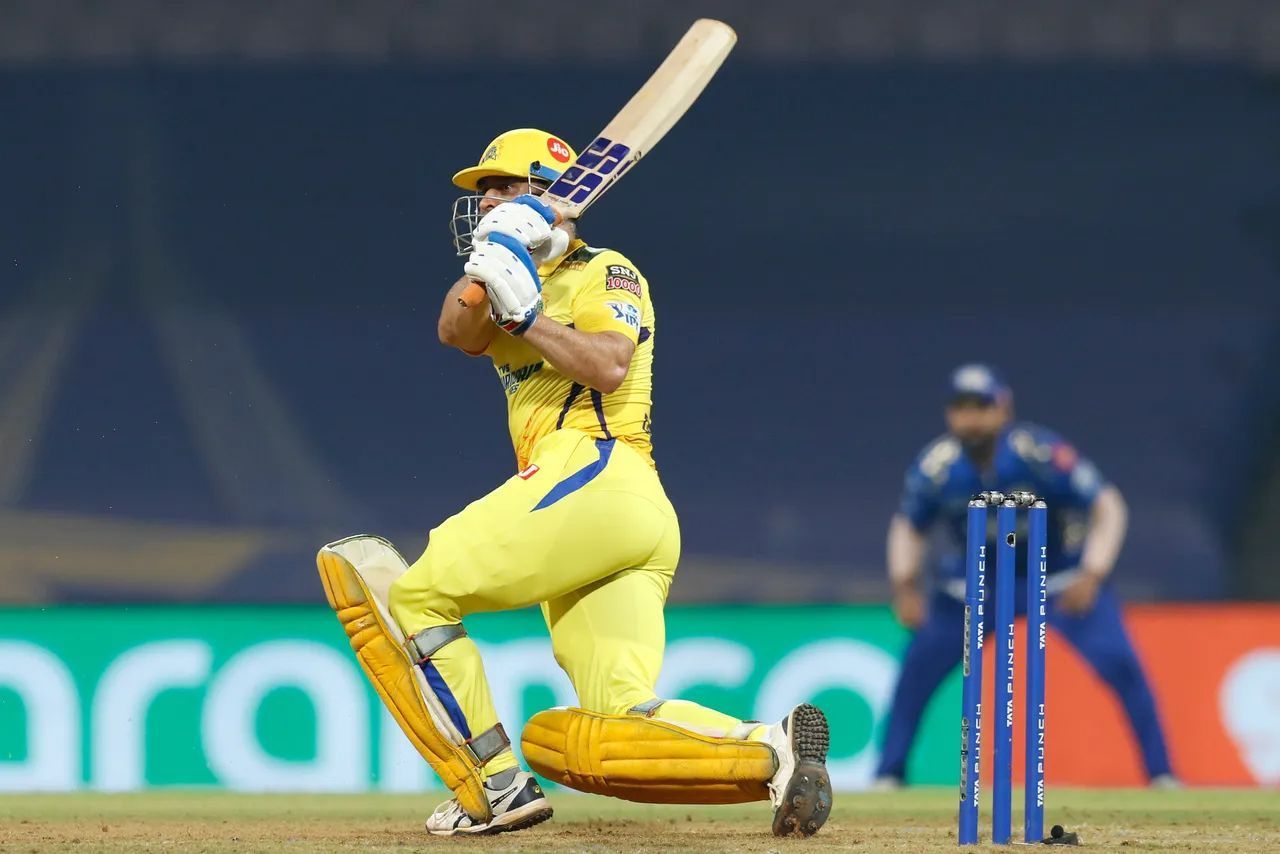 MS Dhoni during the game against MI