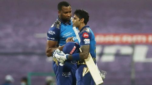 Kieron Pollard (left) and Suryakumar Yadav. Pic: IPLT20.COM