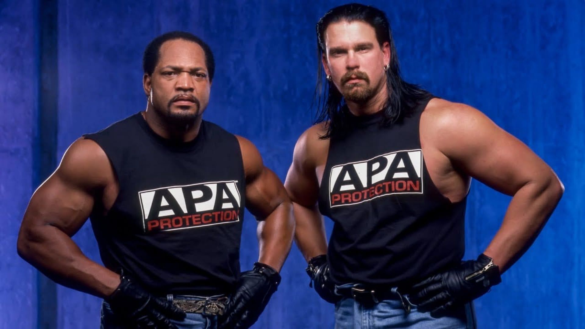 Ron Simmons/Faarooq (left) and John Bradshaw Layfield (right)