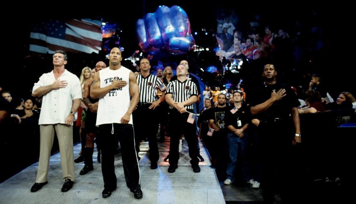 The Rock and Vince McMahon in a classic WWE photograph