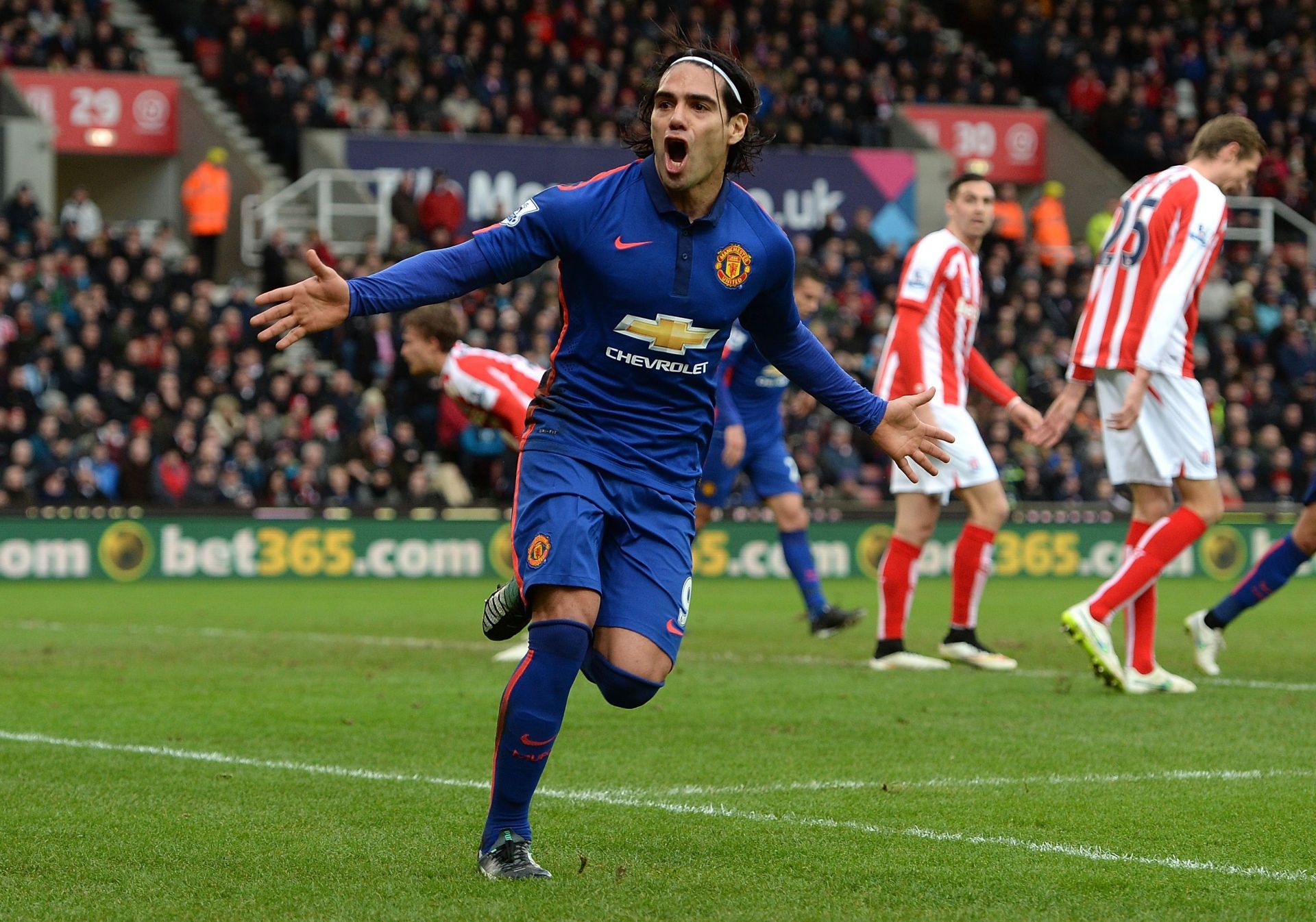 A rare happy moment for Falcao at Manchester United.