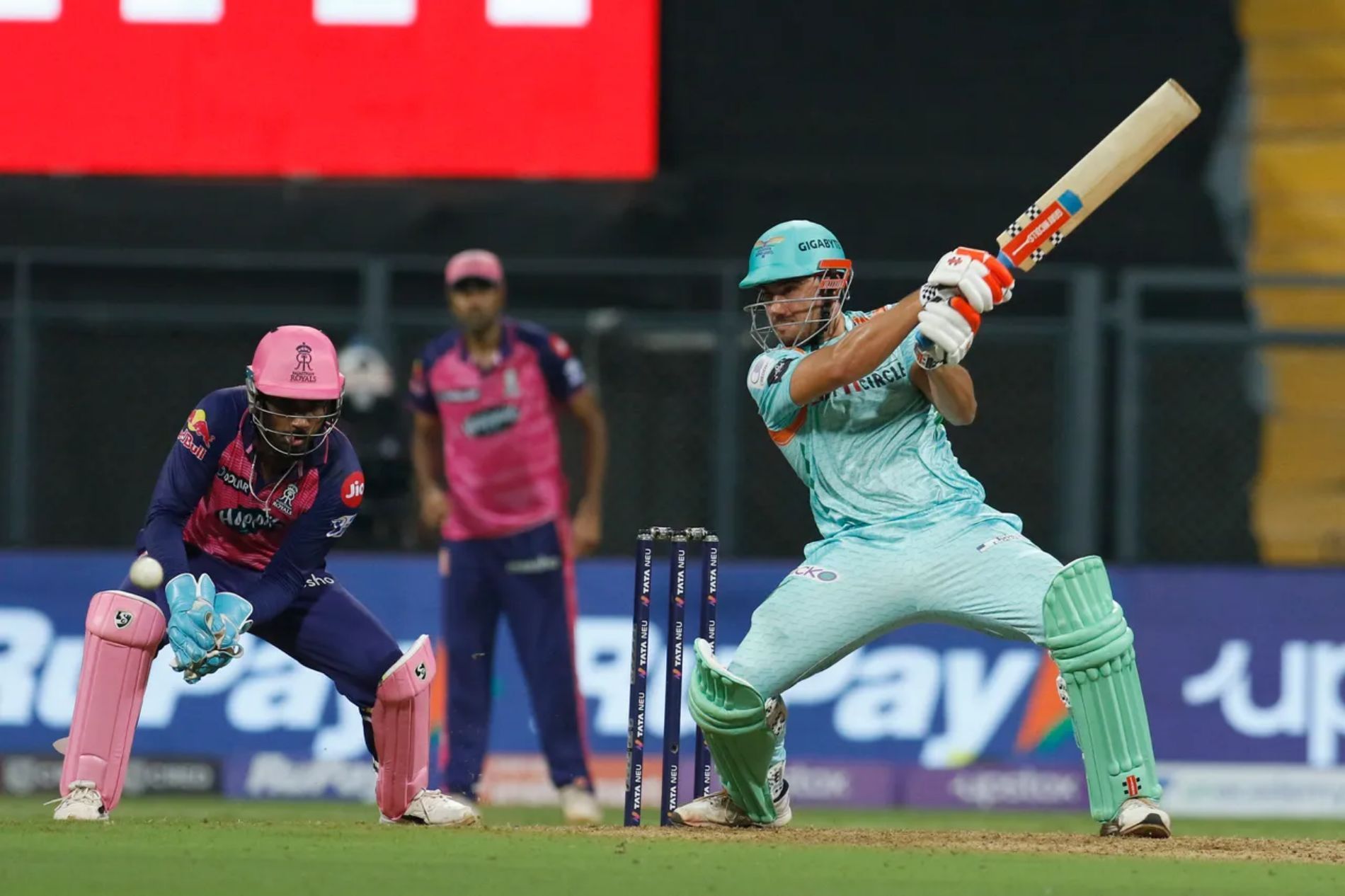 Marcus Stoinis in full flow against Rajasthan. Pic: IPLT20.COM