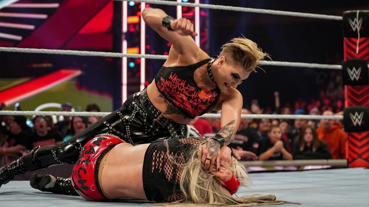 Rhea Ripley attacking Liv Morgan on RAW