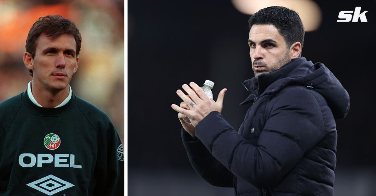 [L-to-R] Tony Cascarino; Arsenal manager Mikel Arteta.